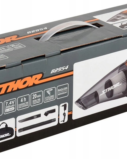 „STHOR 82954“ belaidis cikloninis automobilinis dulkių siurblys su HEPA filtru, 2 Ah, 80 W