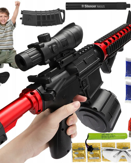 Automatinis žaislinis M4A1 šautuvas su geliniais rutuliukais, didelis XL rinkinys, 20 000 rutuliukų