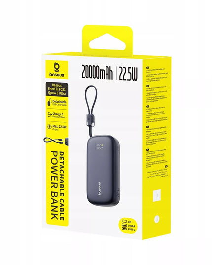 BASEUS išorinė baterija 20000 mAh 22.5W USB-C USB-A LIGHTNING skirta IPHONE ir ANDROID