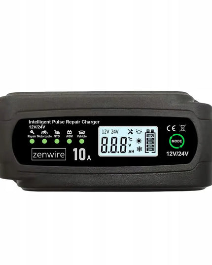 „Zenwire“ 12 V / 24 V, 10 A automobilio akumuliatorių įkroviklis su atkūrimo funkcija