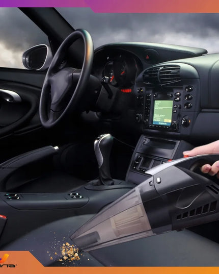 Galingas rankinis automobilinis dulkių siurblys su žibintuvėliu, 12 V, 120 W, su krepšiu