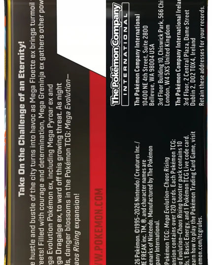 POKÉMON TCG: MEGA EVOLUTION ME 04 – CHAOS RISING – PAPILDYMO PAKELIŲ RINKINYS