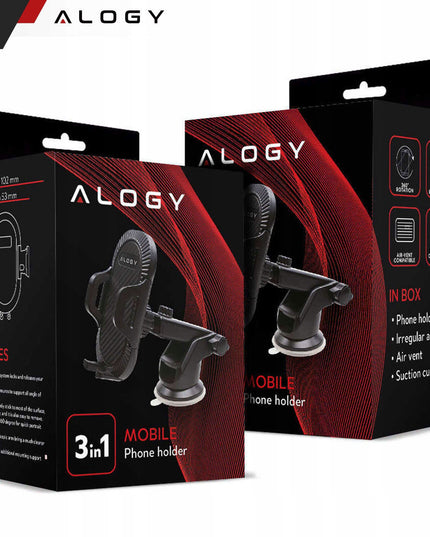 Automobilinis telefono laikiklis 4-in-1, skirtas prietaisų skydeliui, priekiniam stiklui, salonui