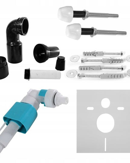 Potinkinis WC karkasas su juodu mygtuku H, 6-in-1 potinkinis WC komplektas REA