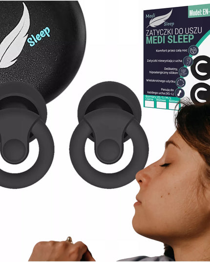 Ausų kištukai miegui Medi Sleep, dydis XS / S / M / L, juodos