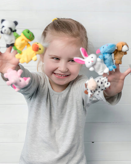 10 vienetų pirštinių lėlių rinkinys RETOO – maži gyvūnėliai, lavinantys vaizduotę