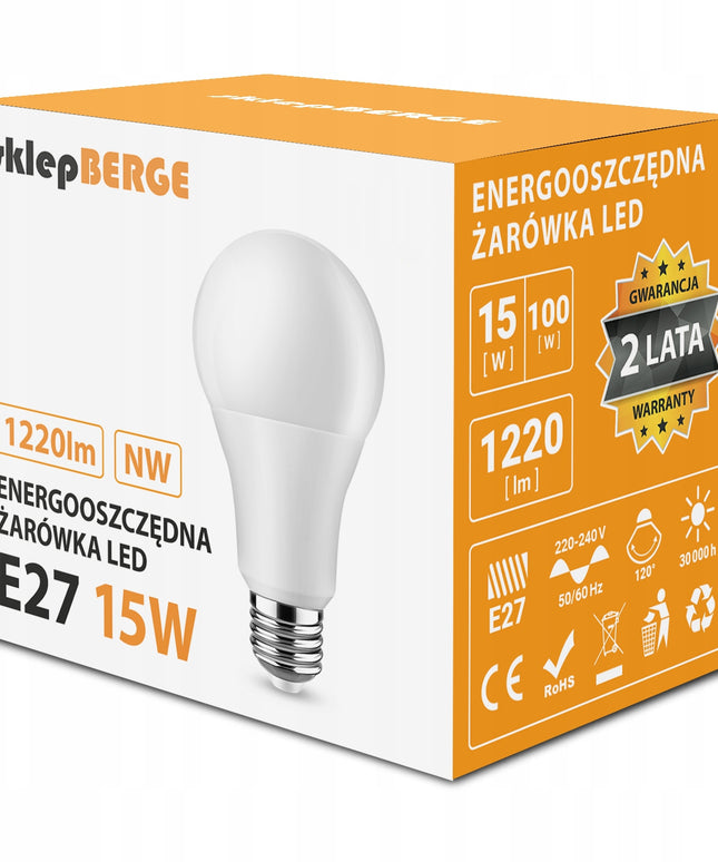 10x LED lemputė E27 A60 15W 1200lm 3 SPALVŲ Energiją taupanti LED BERGE