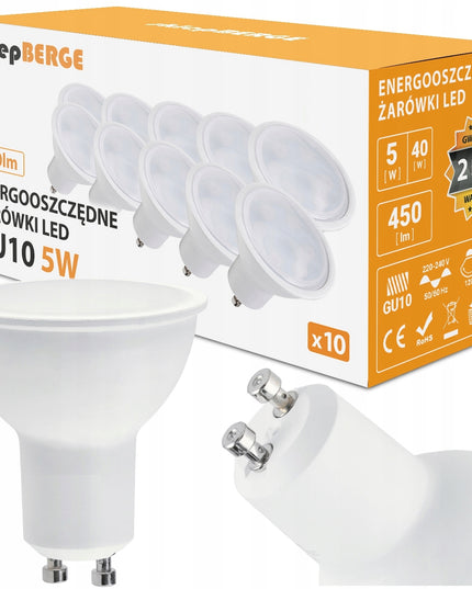 10x LED lemputė GU10 5W = 40W 450lm 3 SPALVOS Energiją taupanti LED lemputė