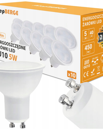10x LED lemputė GU10 5W = 40W 450lm 3 SPALVOS Energiją taupanti LED lemputė