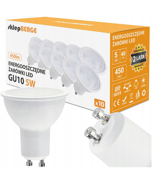 10x LED lemputė GU10 5W = 40W 450lm 3 SPALVOS Energiją taupanti LED lemputė