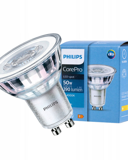 10 vnt. LED lemputė GU10 PHILIPS 4,6W 390lm 36° Neutrali 4000K Premium