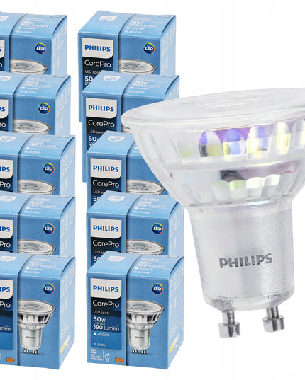 10 vnt. LED lemputė GU10 PHILIPS 4,6W 390lm 36° Neutrali 4000K Premium