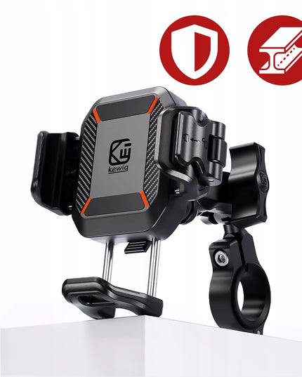 Motociklo telefono laikiklis, antivibracinis, su 15W induktyviu įkrovikliu + USB