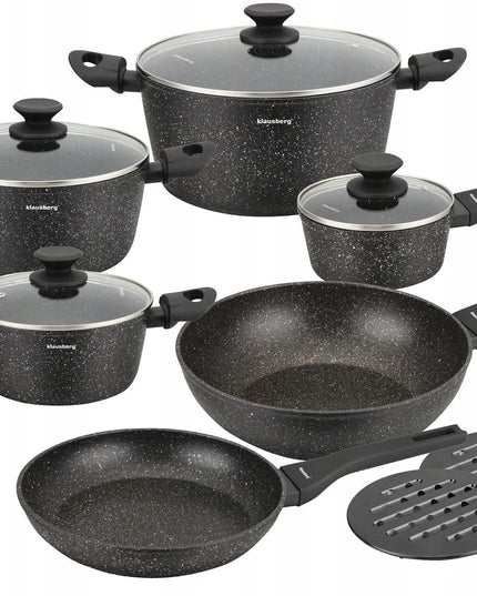 12 dalių marmurinių puodų ir keptuvių rinkinys Klausberg 7659, tinka indukcijai