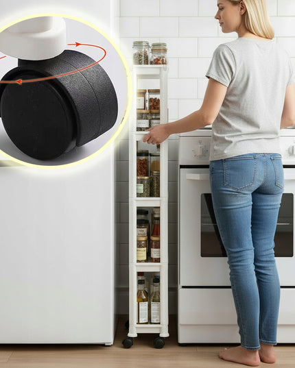 13 cm plati siaura virtuvės lentyna, spintelė ant ratukų, 5 pakopų stovas su kabliukais