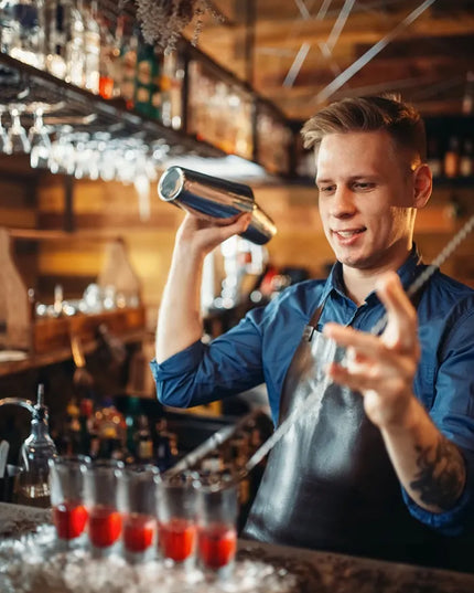 14 dalių baro rinkinys su stovu, sidabrinis „Tin on tin“ plaktuvas