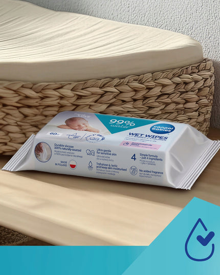 14x Canpol drėgnos servetėlės kūdikiams ir vaikams, 99% vandens, 60 vnt.