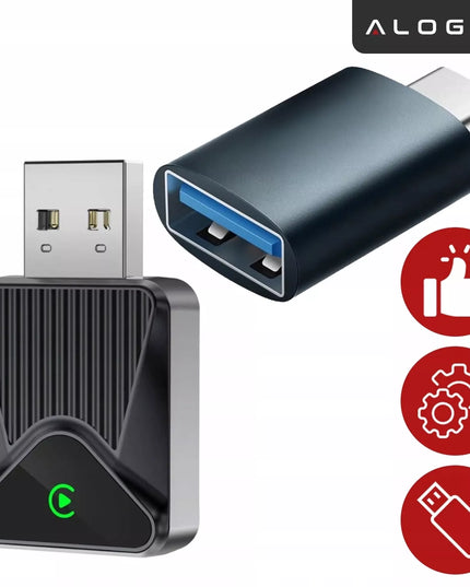 Belaidis Micro CarPlay Android Auto adapteris su Wi-Fi ir Bluetooth moduliu