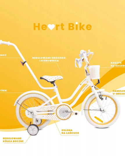 16 colių dviratis mergaitei Sun Baby Heart Bike su stūmikliu ir krepšeliu