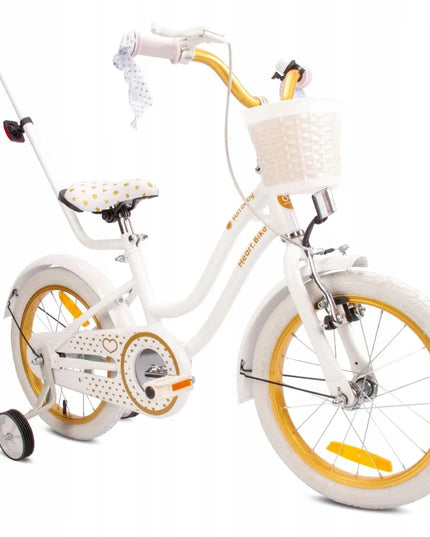 16 colių dviratis mergaitei Sun Baby Heart Bike su stūmikliu ir krepšeliu