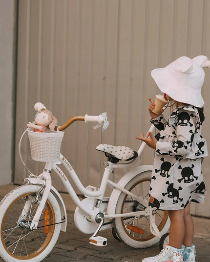 16 colių dviratis mergaitei Sun Baby Heart Bike su stūmikliu ir krepšeliu