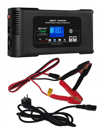 HTRC P3648 automatinis išmanusis 36 V / 48 V akumuliatorių įkroviklis, 18 A