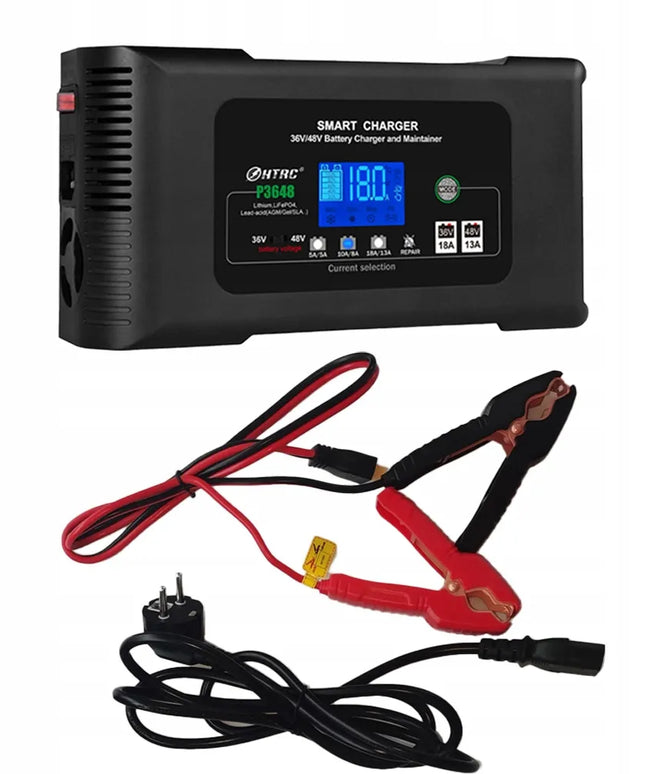 HTRC P3648 automatinis išmanusis 36 V / 48 V akumuliatorių įkroviklis, 18 A