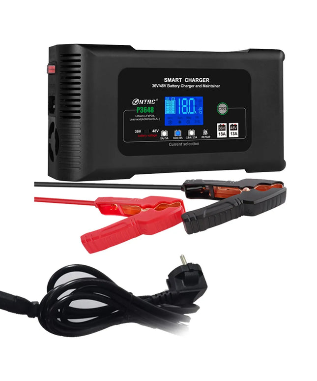 HTRC P3648 automatinis išmanusis 36 V / 48 V akumuliatorių įkroviklis, 18 A