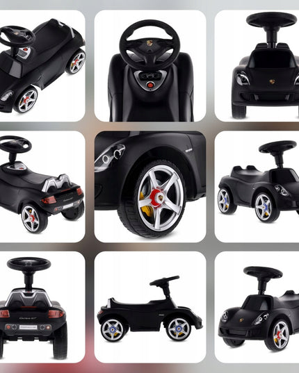 Vaikiškas paspiriamas automobilis Sun Baby Porsche Carrera GT, juodas