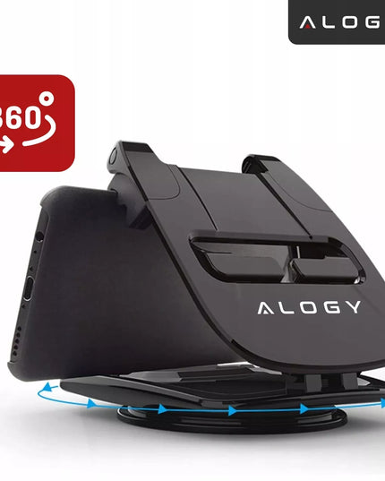 Alogy automobilinis telefono laikiklis, tvirtinamas prie prietaisų skydelio, 360° besisukantis