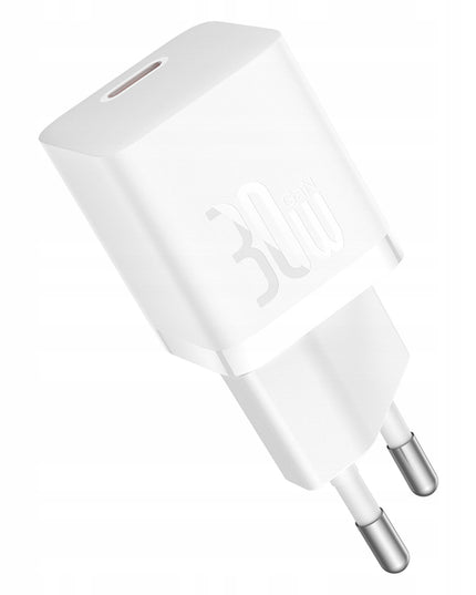 BASEUS Sieninis įkroviklis GaN 30W USB-C MINI KOMPAKTINIS telefonams ir planšetiniams kompiuteriams