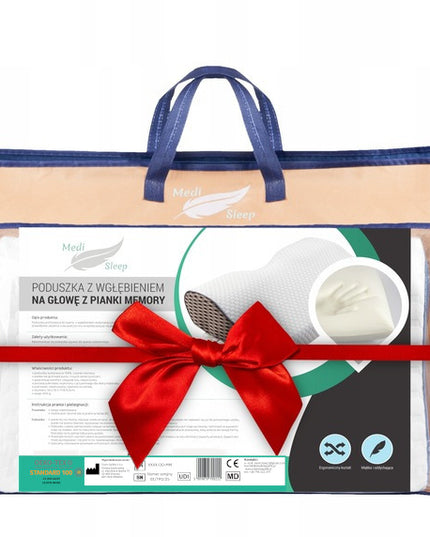 Ortopedinė pagalvė šoniniam ir pilvo miegui, profiliuota iš memory putų.