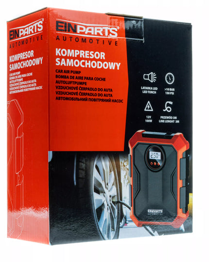 Automobilinis kompresorius 100W 10BAR 12V pompa su ekranu