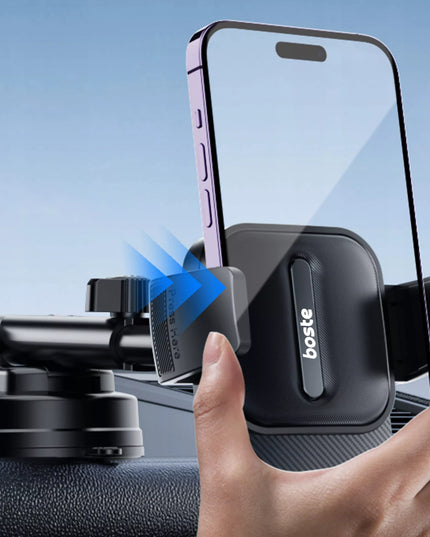 Boste automobilinis laikiklis telefonui – stabilus tvirtinimas ant prietaisų skydelio arba grotelių