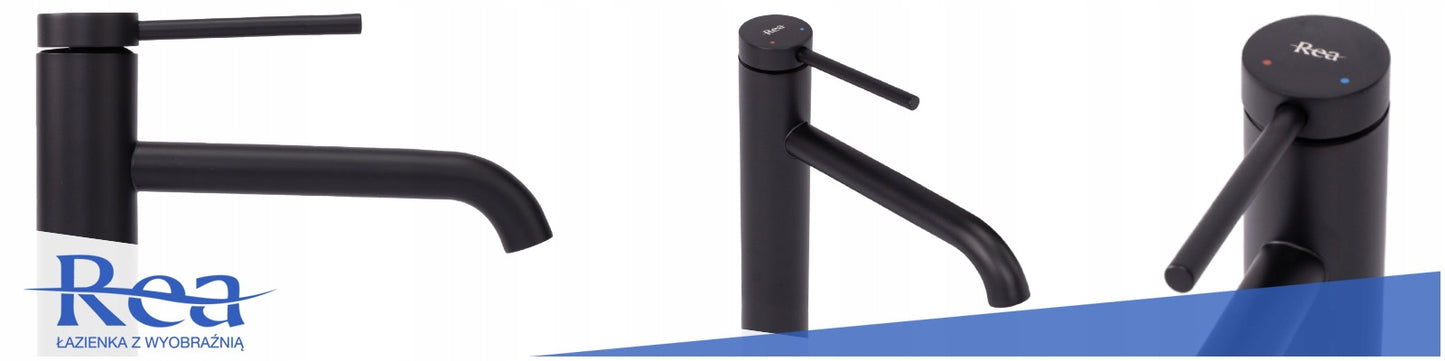 Maišytuvas praustuvui REA CLIF juodas matinis stalviršio aukštas stovintis 29,5