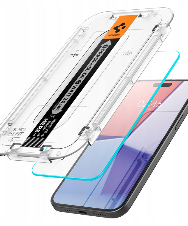 2 vnt. Grūdintas stiklas Apple iPhone 15 / 16 Spigen GLAS.TR ”EZ FIT” 9H