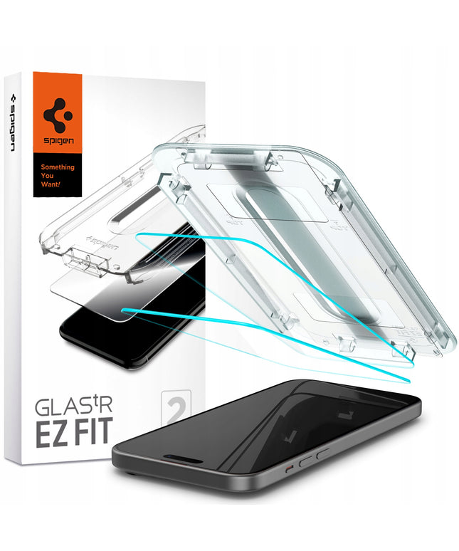 2 vnt. Grūdintas stiklas Apple iPhone 15 / 16 Spigen GLAS.TR ”EZ FIT” 9H