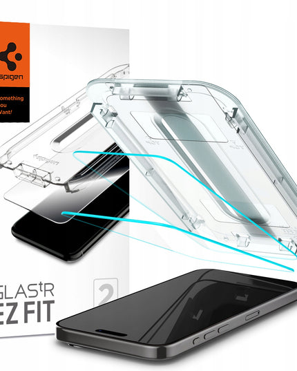 2 vnt. Grūdintas stiklas Apple iPhone 15 Pro Max Spigen GLAS.TR ”EZ FIT” 9H