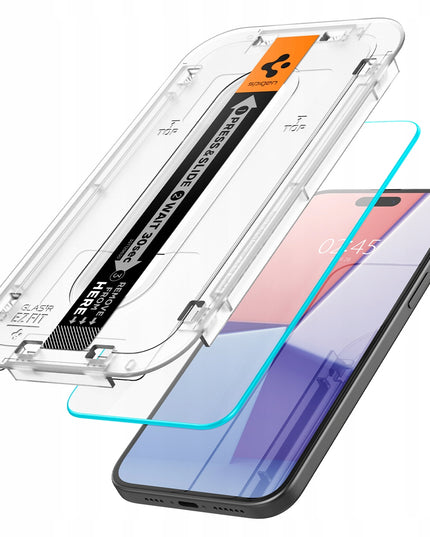 2 vnt. Grūdintas stiklas Apple iPhone 15 Pro Spigen su rėmeliu 9H 2,5D EZ-FIT