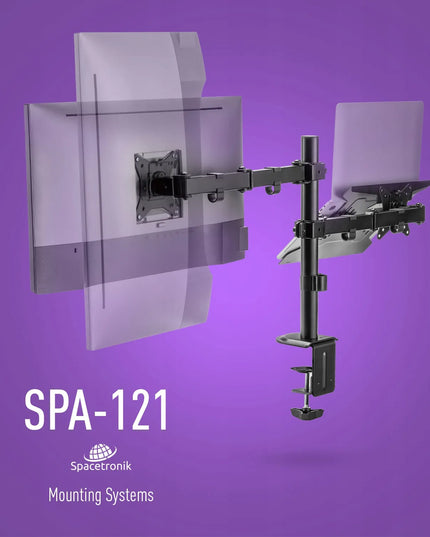 2-in-1 Spacetronik stalo laikiklis dviem monitoriams su VESA jungtimi