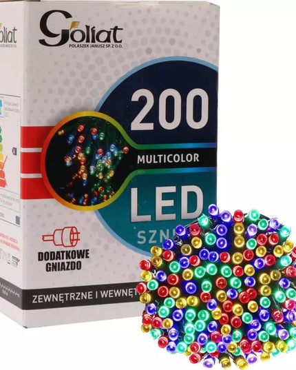 200 LED daugiaspalvės kalėdinės lemputės su papildoma jungtimi