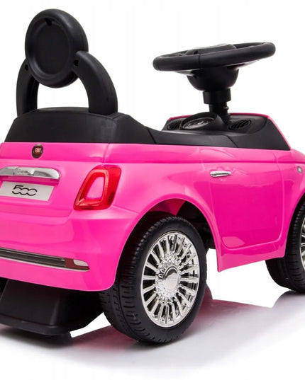Sun Baby pasyvinis automobilis Fiat 500 stumdukas vaikščiojimo mokymuisi su atrama, dėtuve ir garsais