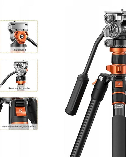 Foto ir vaizdo įrašų trikojis K&F Concept K234A7 su skysčine galvute FH-03