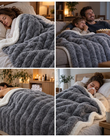 Interlook XXL elektrinis šildomas pledas, 180 × 160 cm, didelis, storas, minkštas ir purus, su valdikliu
