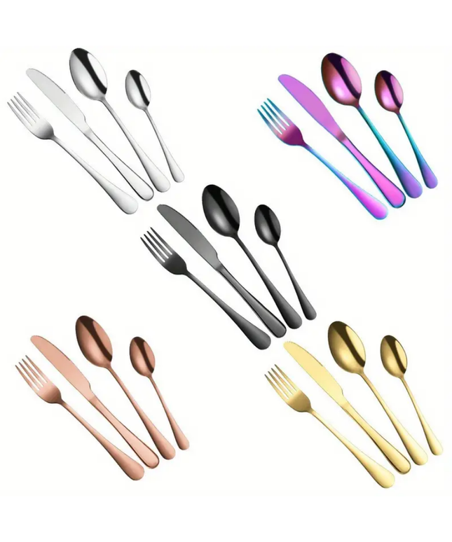 24 vnt. stalo įrankių komplektas, rinkinys "įvairių spalvų"