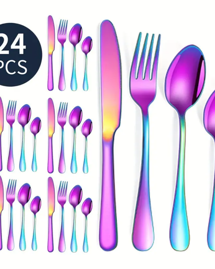 24 vnt. stalo įrankių komplektas, rinkinys "įvairių spalvų"