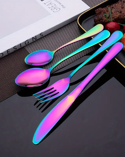 24 vnt. stalo įrankių komplektas, rinkinys "įvairių spalvų"