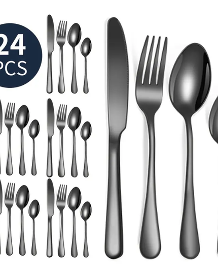 24 vnt. stalo įrankių komplektas, rinkinys "įvairių spalvų"