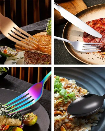 24 vnt. stalo įrankių komplektas, rinkinys "įvairių spalvų"