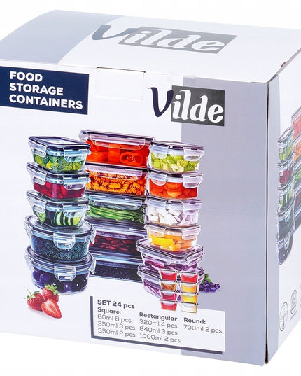 24x Virtuvinis maisto laikymo indelis, maisto dėžutė, talpyklų rinkinys